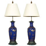 Pair Monumental Porcelain Lamps